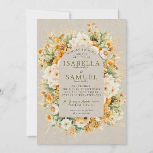 Herfst Bloemen Bloemen Bloemen Herfst Groen Sinaas Kaart (Voorkant)