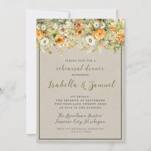 Herfst Bloemen Bloemen Bloemen Herfst Sinaasappel  Kaart (Voorkant)