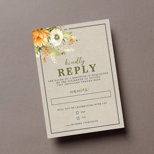 Herfst Bloemen Bloemen Bloemen Herfst Sinaasappel  RSVP Kaartje