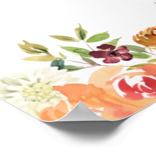 Herfst Bloemen Bloemen Bloemen Verjaardagsfeest We Poster (Hoek)