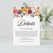 Herfst Bloemen Bloemen Floral Garland Fall Wedding Informatiekaartje (Staand voorkant)