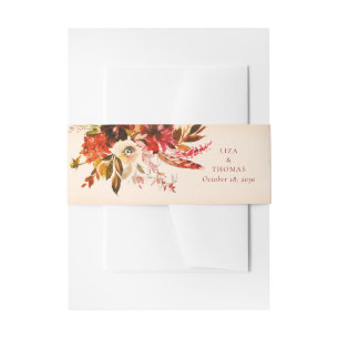 Herfst Bloemen Blozen Linnen Invitation Belly Band Uitnodigingen Wikkel