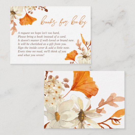 Herfst Bloemen Boeken voor Baby Kaart (Voorkant / Achterkant)