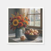 Herfst Bloemen Boeket en Appels Servet (Voorkant)