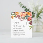 Herfst Bloemen Boeket Herfst Baby shower Uitnodigi (Staand voorkant)