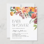Herfst Bloemen Boeket Herfst Baby shower Uitnodigi (Voorkant)
