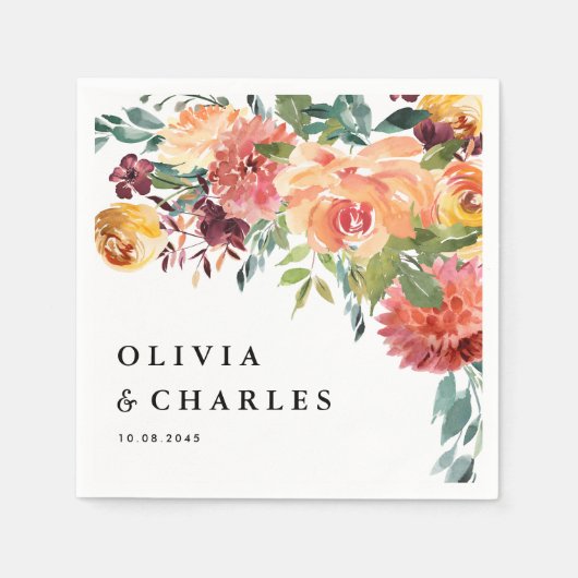 Herfst Bloemen Boeket Herfst Huwelijk Servet (Voorkant)