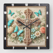 Herfst Bloemen Boeket Herfst Vierkante Klok (Voorkant)