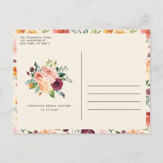  Herfst Bloemen Boeket Herfst Vrijgezellenfeest Uitnodiging Briefkaart (Achterkant)