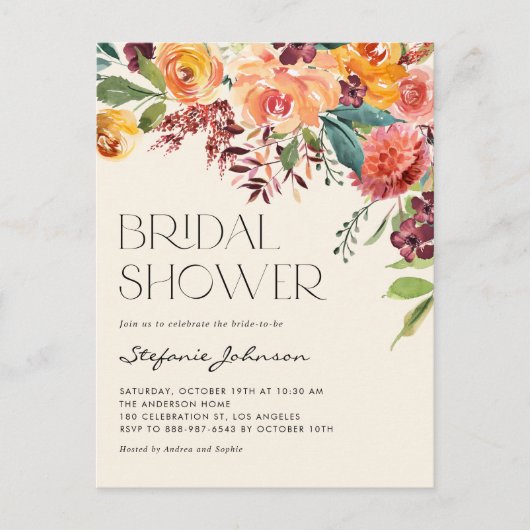  Herfst Bloemen Boeket Herfst Vrijgezellenfeest Uitnodiging Briefkaart (Voorkant)