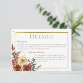 Herfst Bloemen Boeket met Gouden Bruiloft Details Informatiekaartje (Staand voorkant)