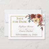 Herfst Bloemen Boeket met Gouden Bruiloft Save The Date (Voorkant)