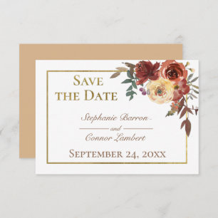 Herfst Bloemen Boeket met Gouden Bruiloft Save The Date