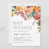 Herfst Bloemen Boeket QR Code Baby shower Kaart (Voorkant)