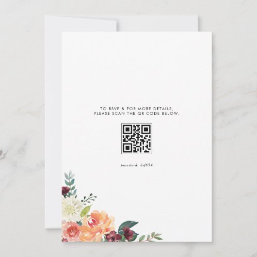 Herfst Bloemen Boeket QR Code Baby shower Kaart (Achterkant)