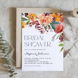 Herfst Bloemen Boeket QR Code Vrijgezellenfeest Kaart