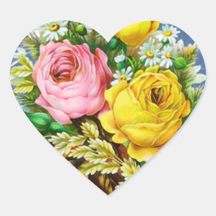 Herfst Bloemen Boeket Waterverf Hart Sticker