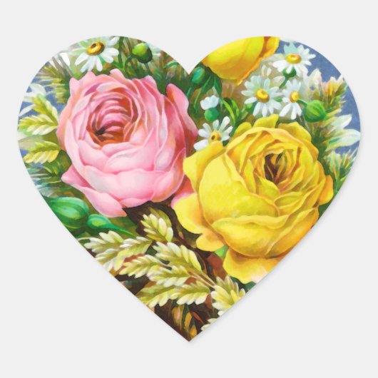 Herfst Bloemen Boeket Waterverf Hart Sticker (Voorkant)