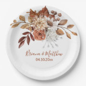 Herfst Bloemen Boeket Wit Bruiloft Papieren Bordje (Voorkant)