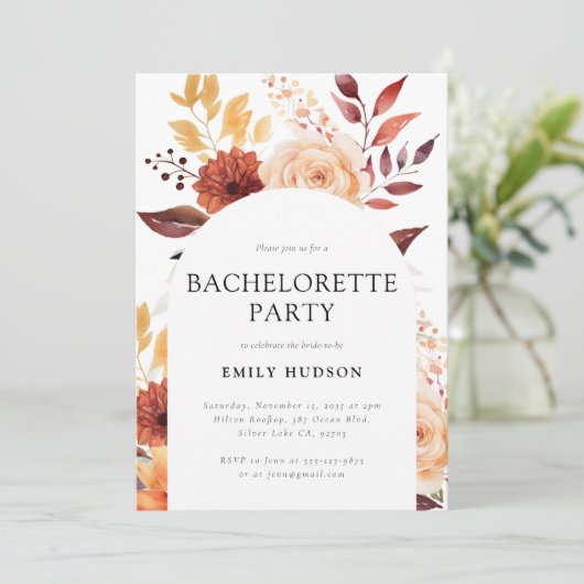 Herfst Bloemen Boho Bachelorette Party Kaart (Staand voorkant)