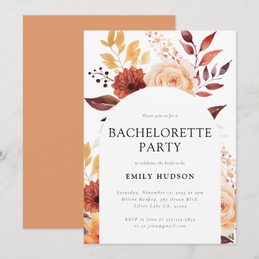 Herfst Bloemen Boho Bachelorette Party Kaart (Voorkant / Achterkant)