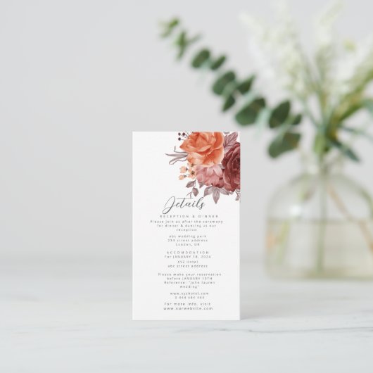 Herfst Bloemen BoId waterverf bloei bruiloft Informatiekaartje (Staand voorkant)