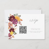 Herfst Bloemen BoId waterverf bloei bruiloft QR RSVP Kaartje (Voorkant)