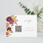 Herfst Bloemen BoId waterverf bloei bruiloft QR RSVP Kaartje (Staand voorkant)