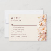 Herfst Bloemen Bourgogne Cream Bruiloft Menu RSVP (Voorkant)