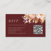 Herfst Bloemen Bourgogne Cream Bruiloft QR Code RS Informatiekaartje (Voorkant)