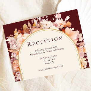 Herfst Bloemen Bourgogne Cream Bruiloft Receptie Informatiekaartje