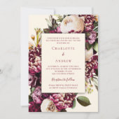 Herfst Bloemen Bourgogne Crème paarse bruiloft Kaart (Voorkant)