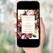 Herfst Bloemen Bourgogne Crème paarse bruiloft Kaart