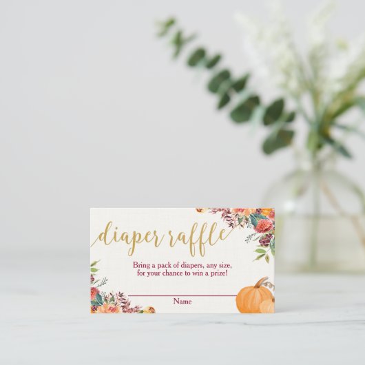 Herfst Bloemen Bourgogne pompoenen luier loterij k Informatiekaartje (Staand voorkant)