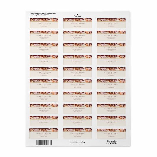 Herfst Bloemen Bourgondië Bruiloft Retouradres Etiket (Full Sheet)