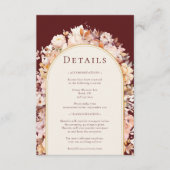 Herfst Bloemen Bourgondië Cream Boog Bruiloft Deta Informatiekaartje (Voorkant)