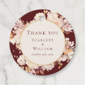 Herfst Bloemen Bourgondië Cream Bruiloft Dank u Bedankjes Labels (Voorkant)