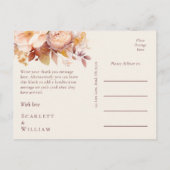 Herfst Bloemen Bourgondië Cream Bruiloft Dank u Briefkaart (Achterkant)