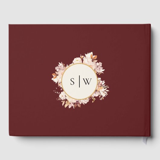 Herfst Bloemen Bourgondië Cream Bruiloft Gastenboek (Achterkant)