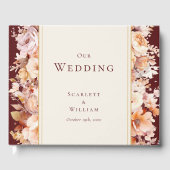 Herfst Bloemen Bourgondië Cream Bruiloft Gastenboek (Voorkant)
