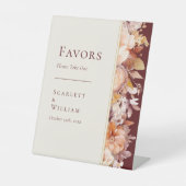 Herfst Bloemen Bourgondië Cream Bruiloft gunsten Reclamebord Met Voetstuk (Voorkant)