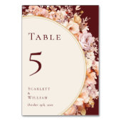 Herfst Bloemen Bourgondië Cream Bruiloft Kaart (Voorkant)