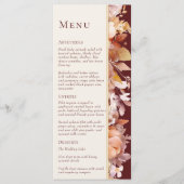 Herfst Bloemen Bourgondië Cream Bruiloft Menu (Voorkant)