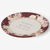 Herfst Bloemen Bourgondië Cream Bruiloft Papieren Bordje (Gekanteld)