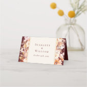 Herfst Bloemen Bourgondië Cream Bruiloft Plaatskaartje (Achterkant)