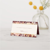 Herfst Bloemen Bourgondië Cream Bruiloft Plaatskaartje (Voorkant)