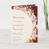 Herfst Bloemen Bourgondië Cream Bruiloft Programma (Voorkant)