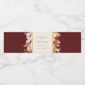 Herfst Bloemen Bourgondië Cream Bruiloft Waterfles Etiket (Enkel label)