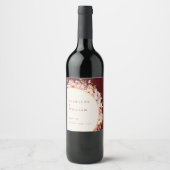 Herfst Bloemen Bourgondië Cream Bruiloft Wijn Etiket (Voorkant)