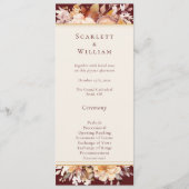 Herfst Bloemen Bourgondië Cream Eenvoudige bruilof Programmakaart (Voorkant)